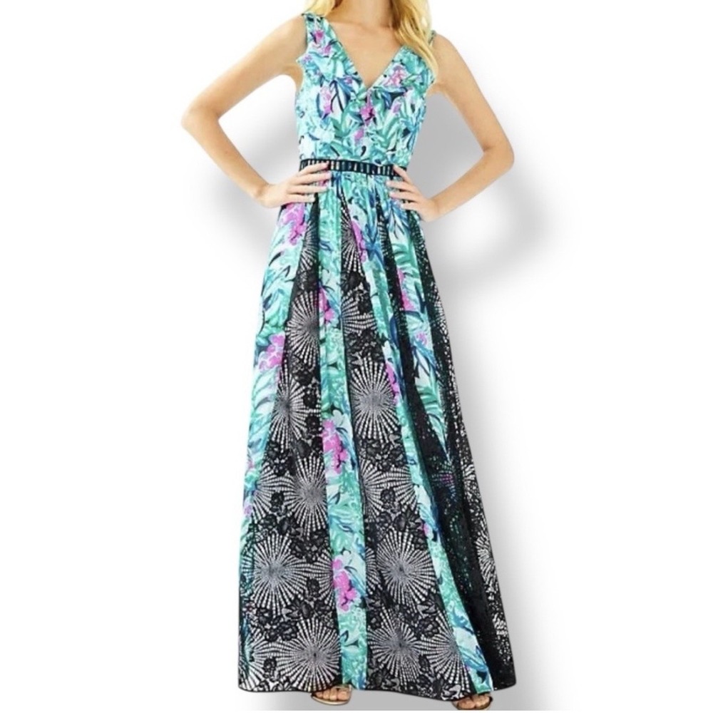 Lilly Pulitzer JANETTE MAXI DRESS Maldives Green Hype it Up Lace 10 $368 NEW